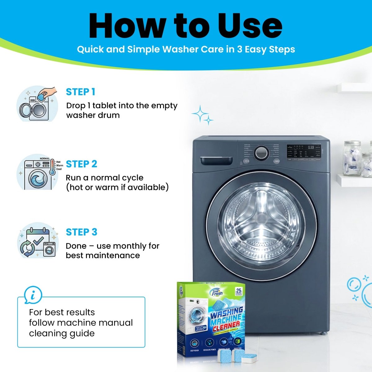 True Fresh Washing Machine Cleaner Tablets - True Fresh